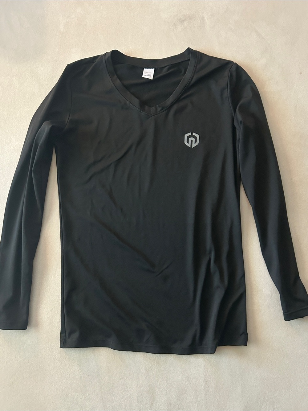 Women’s Black V-Neck Long Sleeve Performance Top